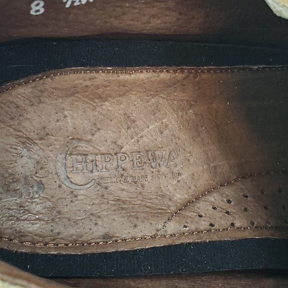 Chippewa Suede Leather Wallabee Boots Mens Tan 8 1/2 W Lace‎ Up Made in Mexico - Picture 10 of 15